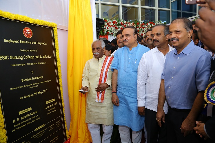 Inauguration of ESIC Nursing College & Auditorium, Indiranagar, Bengaluru and 3 years achievements/initiatives of the Govt. (Labour Ministry) on 16.05.2017